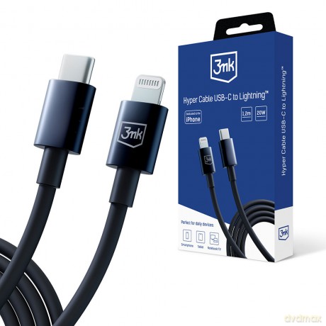 Kabel USB typ C - 3mk Hyper Cable C to Lightning 20W 1.2m Black