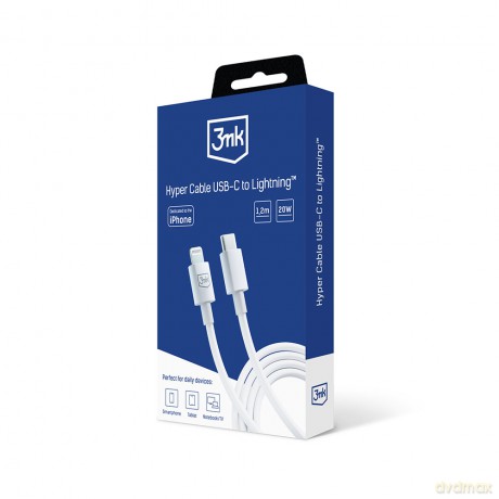 Kabel USB 3mk Hyper Cable C to Lightning 20W 1.2m White