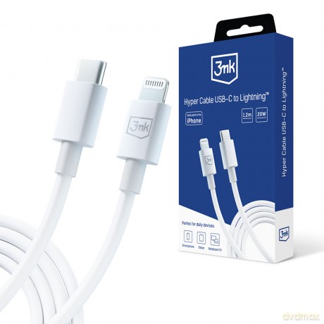 Kabel USB 3mk Hyper Cable C to Lightning 20W 1.2m White