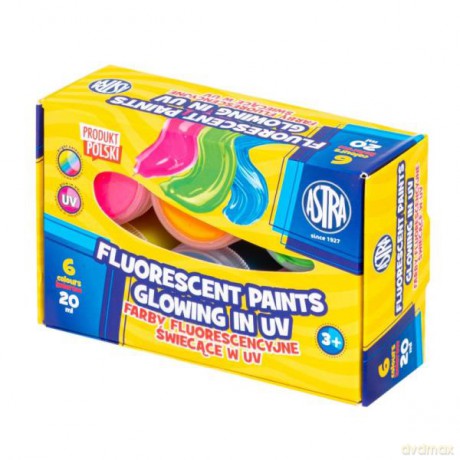 Farby fluorescencyjne Astra 6 kol x 20 ml STANDARD BOX 301124004