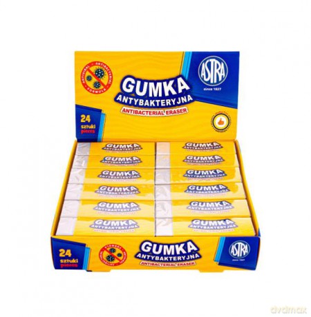 Gumka antybakteryjna 60 x 20 x 11 mm Astra, display 24 szt. 403022025