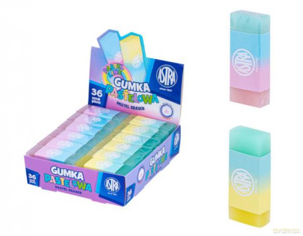 Gumka dwukolorowa pastelowa ASTRA 403023001, mix