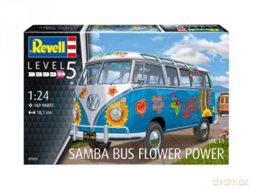 Model do sklejania Revell 07050 1:24 VW T1 SAMBA BUS FLOWER POWER