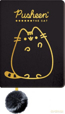 Notes pluszowy A5 96k linia Pusheen czarny Gold
