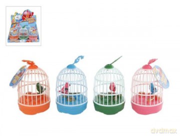 Ptaszek gwiżdżący w klatce 15cm 4 wzory, mix [FIGURKA]