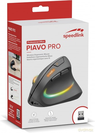 Speedlink - PIAVO PRO Illuminated Rechargeable Vertical Ergonomic Mouse - wireless, rubber-black