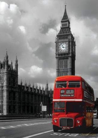 Londyn, Anglia - Red Bus [PLAKAT]