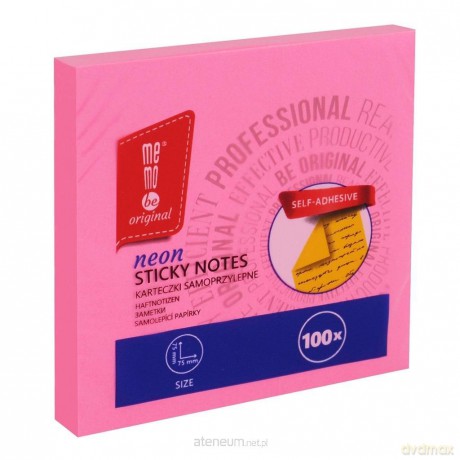 Bloczek samoprzylepny 75x75mm 100K neon