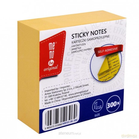 Bloczek samoprzylepny 75x75mm 300K żółty