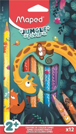 Kredki Jumbo Jungle Fever trójkątne 12szt