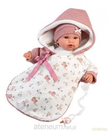 Lalka bobas płacząca w różowym śpiworku 36cm