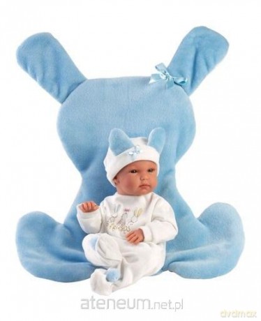 Lalka winylowa bobas Bimbo z niebieską podusią35cm