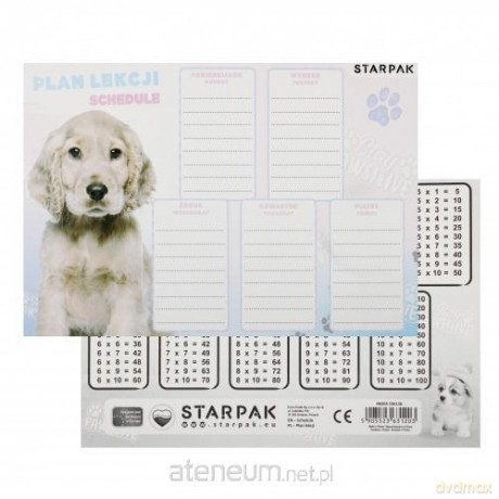 Plan lekcji z tabliczką mnożenia Pieski 25 sztuk