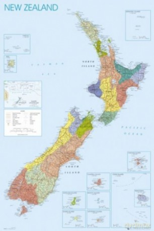 Mapa Nowej Zelandii [PLAKAT]