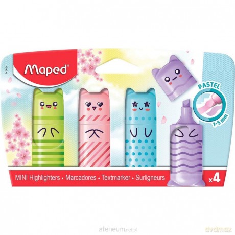 Zakreślacz mini Kawaii Pastel mix 4szt