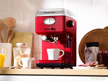 Kolbowy ekspres ciśnieniowy Russell Hobbs Retro Espresso Maker 1350 W czerwony