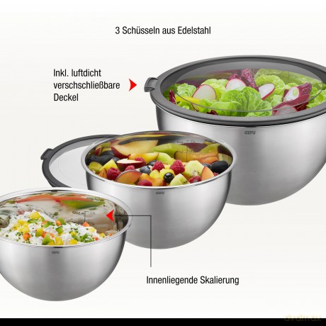 Gefu - Set of bowls MONDI, 3 pcs. Lid inclusive