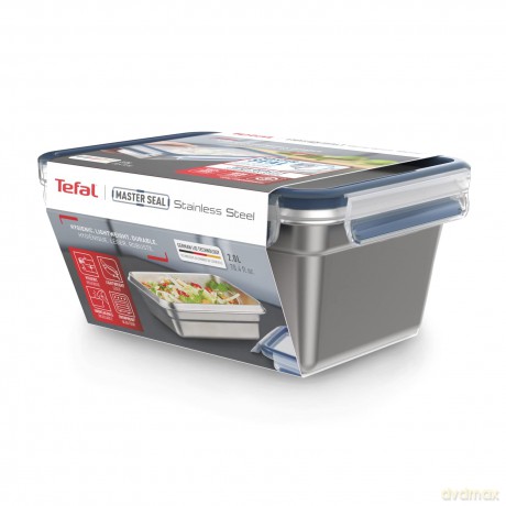 Tefal - MasterSeal Food container Rectangle 2,0 l - Stainless Steel