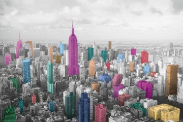 New York Manhattan - Coloured Skyline [PLAKAT]