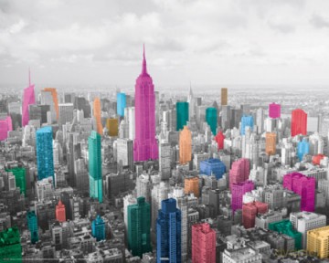 New York Manhattan - Coloured Skyline [PLAKAT]