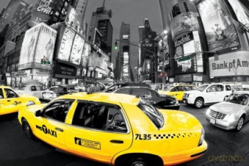 New York, Rush Hour Times Square (Yellow Cabs) [PLAKAT]