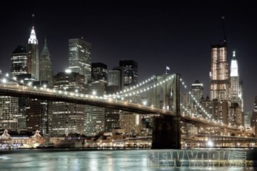 Nowy Jork Brooklyn Bridge Nocą [PLAKAT]