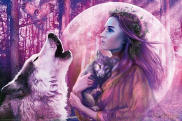 Pełnia Księżyca (wilk I Kobieta) [PLAKAT]