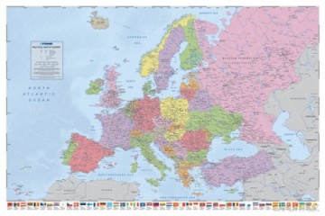 Polityczna Mapa Europy (Flagi Ang.) [PLAKAT]