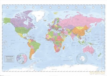 Polityczna Mapa Świata (Miller Projection) [PLAKAT]