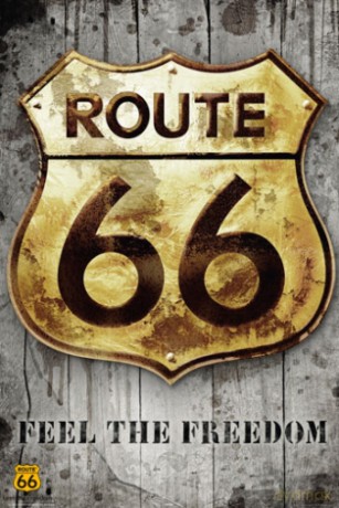 Route 66 (golden Sign) [PLAKAT]