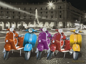 Vespas Rome - Kolorowe Skutery [PLAKAT]