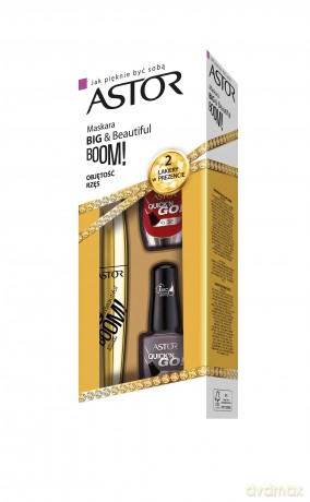 Zestaw Astor Tusz do Rzęs Big&Beautiful Boom, 2xLakier Quick'N Go 45sec [3xKOSMETYKI]