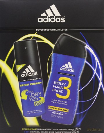Zestaw Adidas Sport Energy Cool&Dry Intensive Man Antyperspirant Spray 250ml, After Sport Żel Pod Prysznic [2xKOSMETYKI]