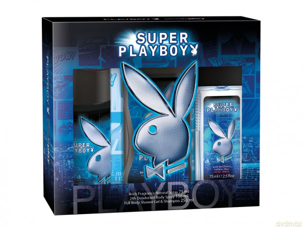 Playboy Super Men Natural Spray 75ml, Deo Spray 150ml, Żel pod prysznic 250ml [3xKOSMETYKI]