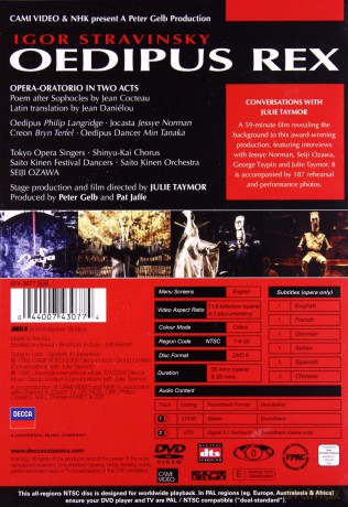 Norman/Ozawa: Stravinsky:Oedipus Rex [DVD]