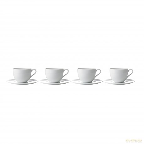 Aida - Relief - Set of 4 - White coffeecup w/saucer 20 cl (35180)
