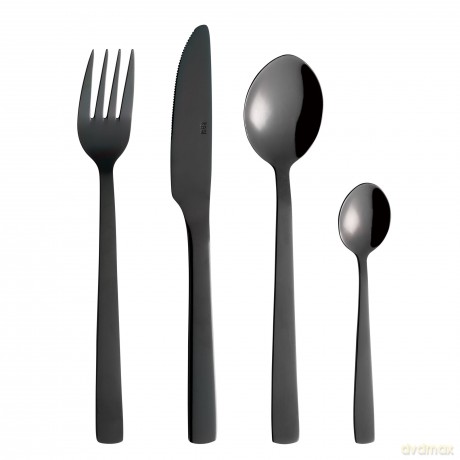 RAW - Cutlery set Stainless Steel Dishwasher safe - Black - 48 pcs