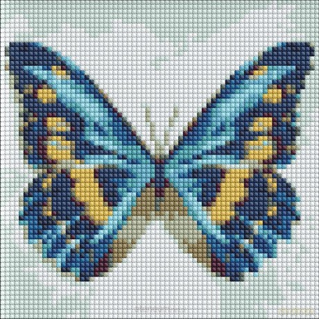 Diamentowa mozaika bez ramy - Błękitny motyl 20x20