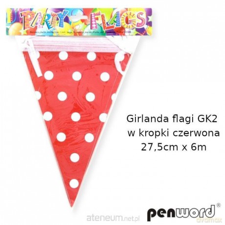 Girlanda flagi w kropki czerwona 27.5cmx6m