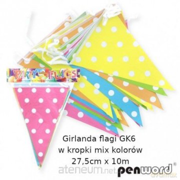 Girlanda flagi w kropki mix kolorów 27.5cmx6m
