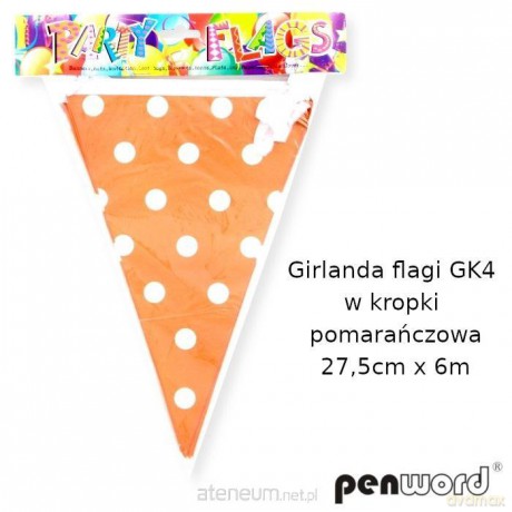 Girlanda flagi w kropki pomarańczowa 27.5cmx6m