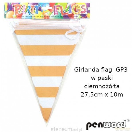 Girlanda flagi w paski ciemnożółta 27.5cmx10m
