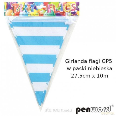 Girlanda flagi w paski niebieska 27.5cmx10m