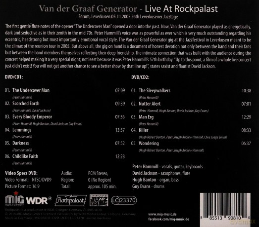 Van Der Graaf Generator: Live At Rockpalast - Leverkusen 2005 [2CD]+[DVD]