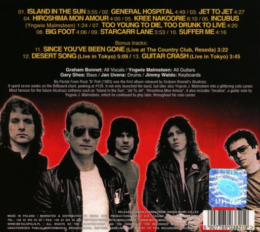 Alcatrazz: No Parole From Rock'n Roll (+Bonusy) (digipack) [CD]
