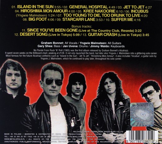 Alcatrazz: No Parole From Rock'n Roll (+Bonusy) (digipack) [CD]