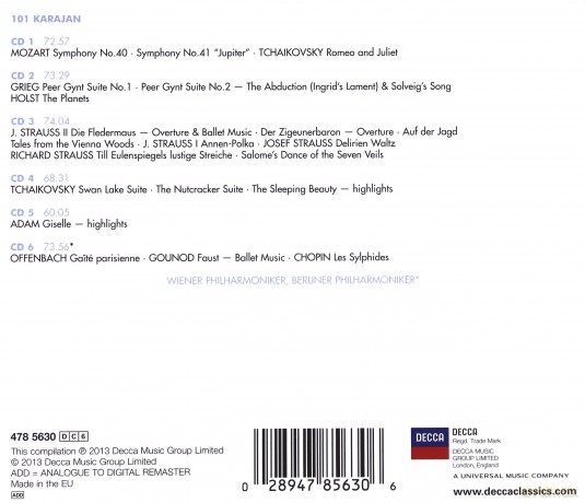 Herbert Von Karajan: Karajan 101 [6CD]