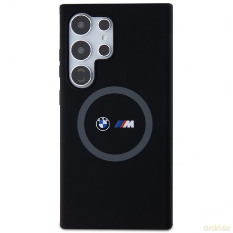 BMW nakładka do Samsung Galaxy S24 Ultra czarna M Silicone Printed Ring MagSafe