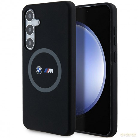BMW nakładka do Samsung Galaxy S24+ czarna M Silicone Printed Ring MagSafe
