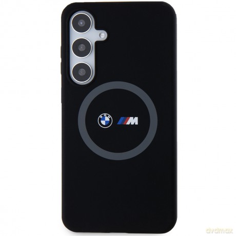 BMW nakładka do Samsung Galaxy S24+ czarna M Silicone Printed Ring MagSafe